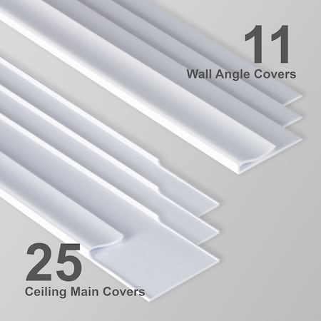 Ceilume EZ-On Drop Ceiling Grid Covers - White, 36PK AC-GRID-KIT-WT